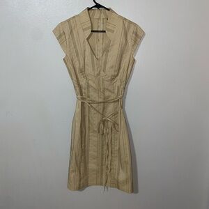 Elegant Beige Striped Dress